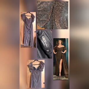 Elegant Brown Glitter Evening Gown